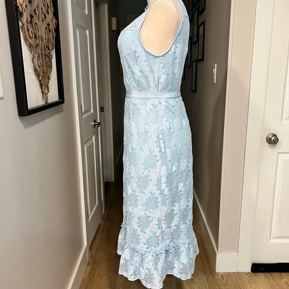 MIAMI for Francesca pale blue column lace over midi dress with ruffle hem - Picture 4 of 14